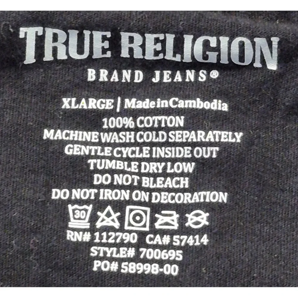 True Religion men's black 2 side graphic t-shirt XL 